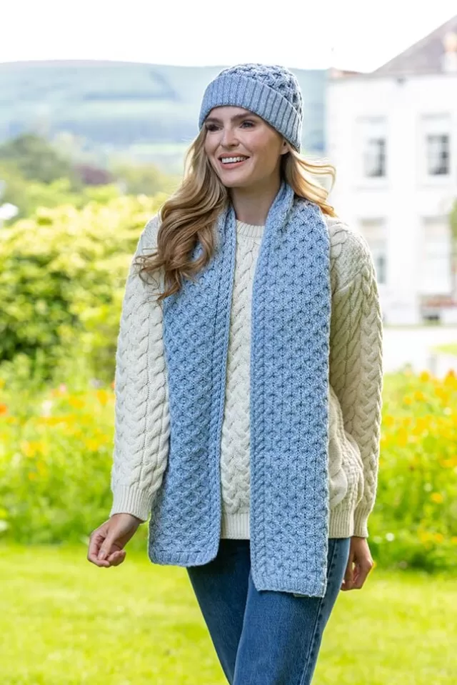 Women Sweater Shop Cable Knit Aran Scarf Sky Blue